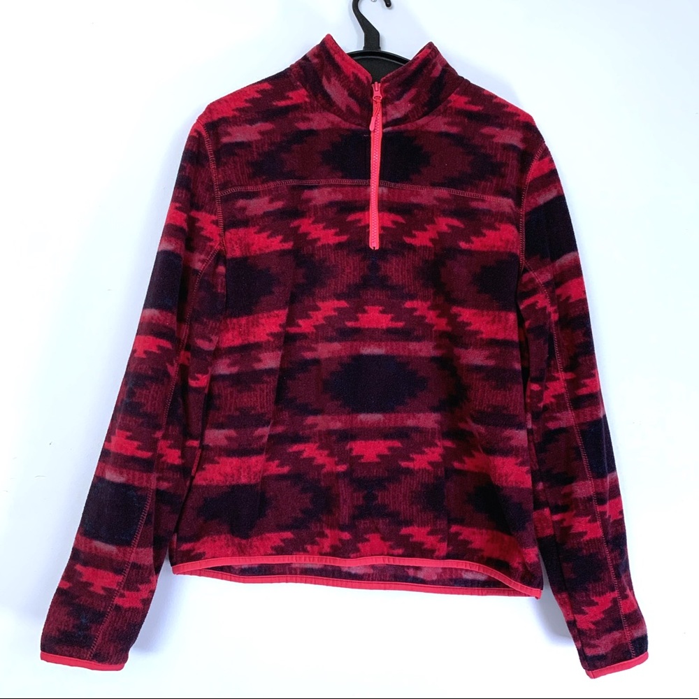 Aeropostale Red & Black Patterned Half-Zip Pullover